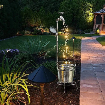 Solar Watering Tap Lights Led Sprinkles Waterproof Iron Planter Yard Outdoor Garden Decoration